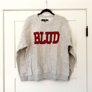 YUNGBLUD COLLEGIATE CREWNECK Gray and Red Sweatshirt